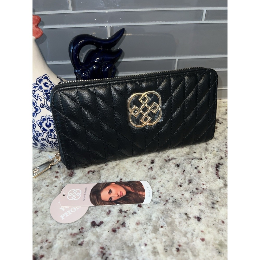 NWT Daisy Fuentes Black Gold Zip Organizer Wallet #DF-WSZ1019